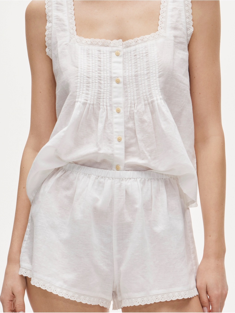 J. Crew Lace-trim camisole linen-cotton blend